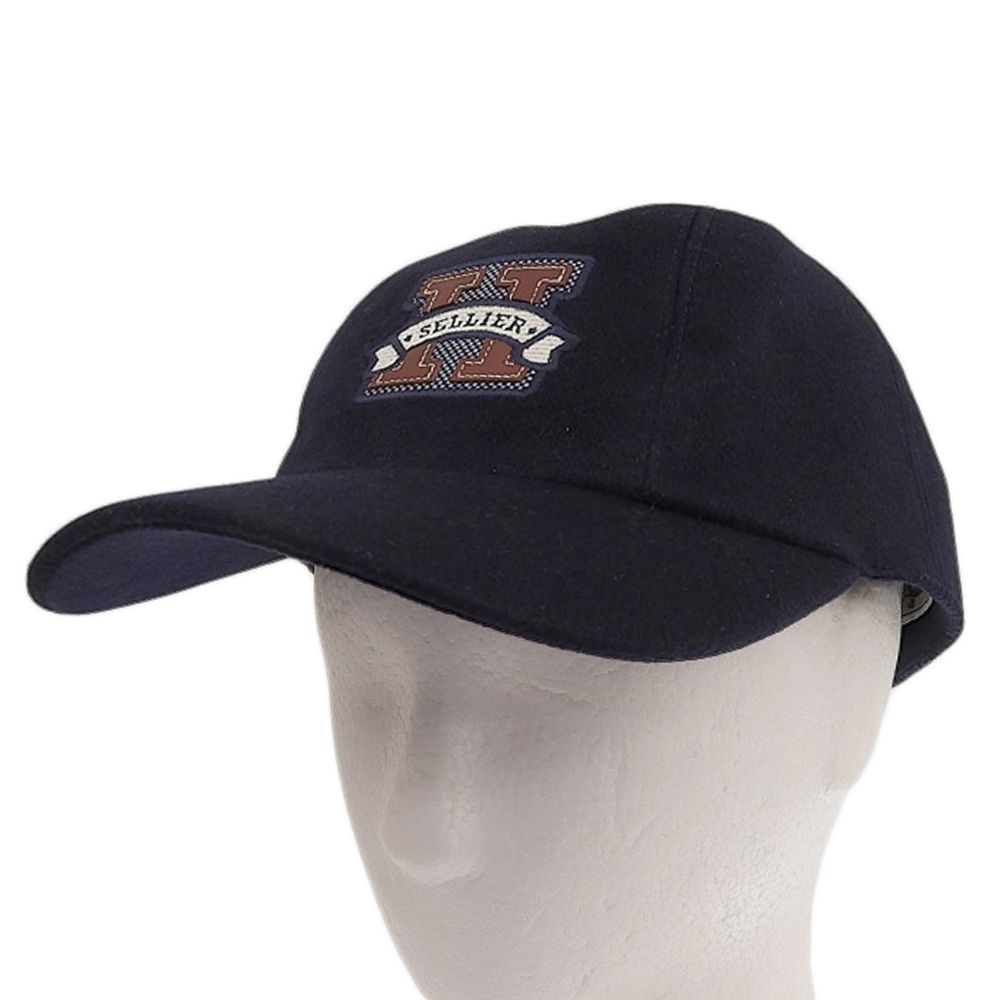 超 エルメス HERMES 商品 DAVIS SELLIER デイビス セリエ レザー刺繍ワッペン カシミヤ キャップ キャスケット 56-58cm