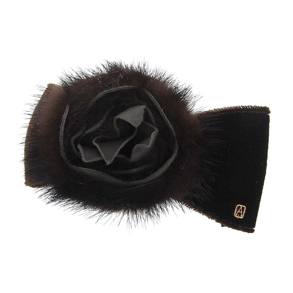 アレクサンドル ドゥ パリ ALEXANDRE DE PARIS アイテム ミンク ローズ カメリア リボン バレッタ 髪留 ゴールド金具 超 オフィス 旅