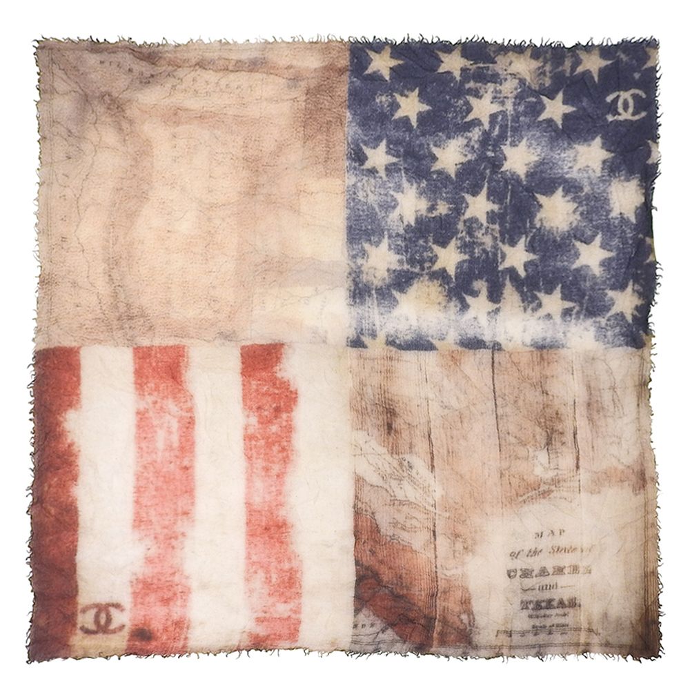 シャネル CHANEL 2013年 品 アイテム テキサス メティエダール USA 星条旗 カシミヤ ストール ショール レディース