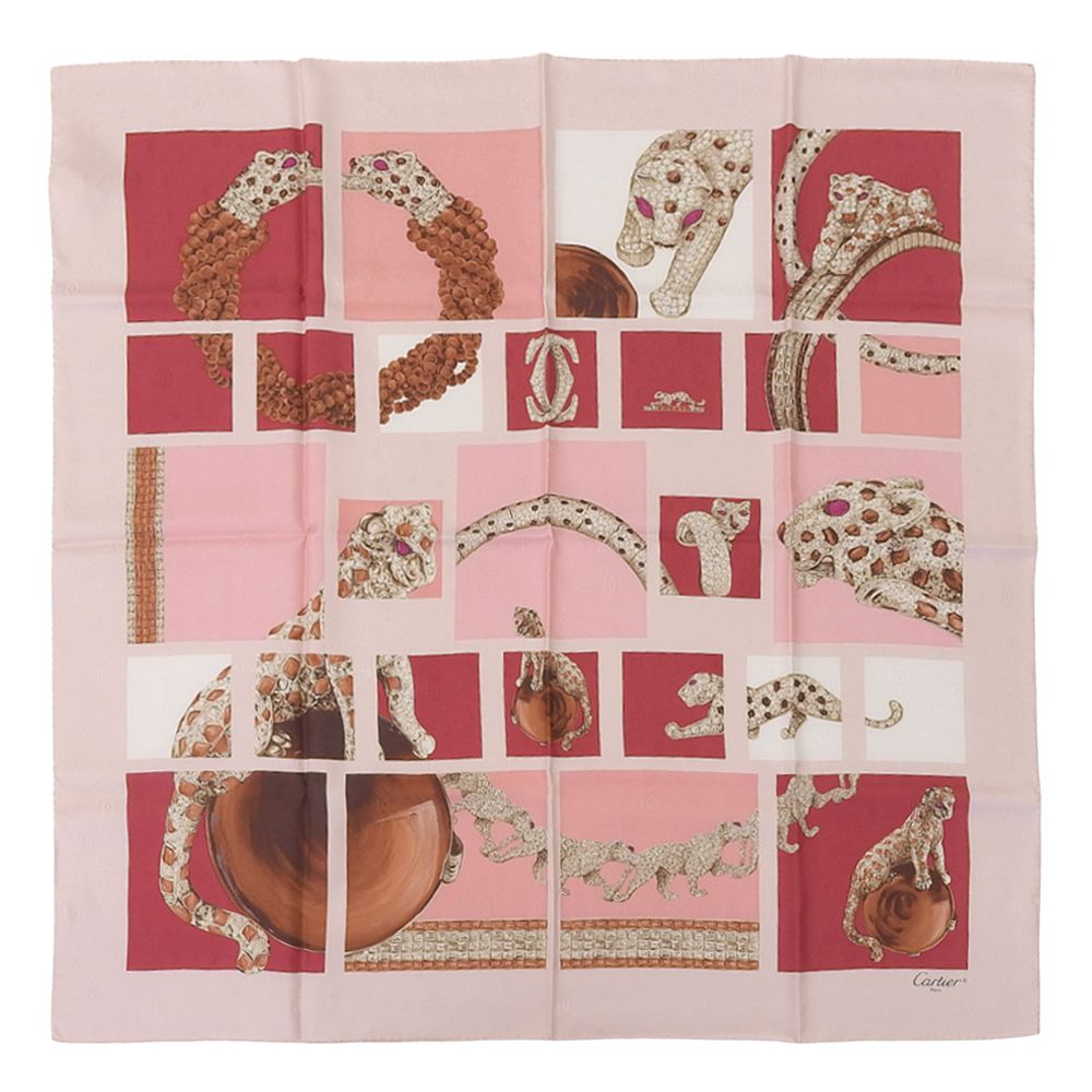 カルティエ CARTIER パンテール × ダイヤモンド ジュエリー シルク スカーフ