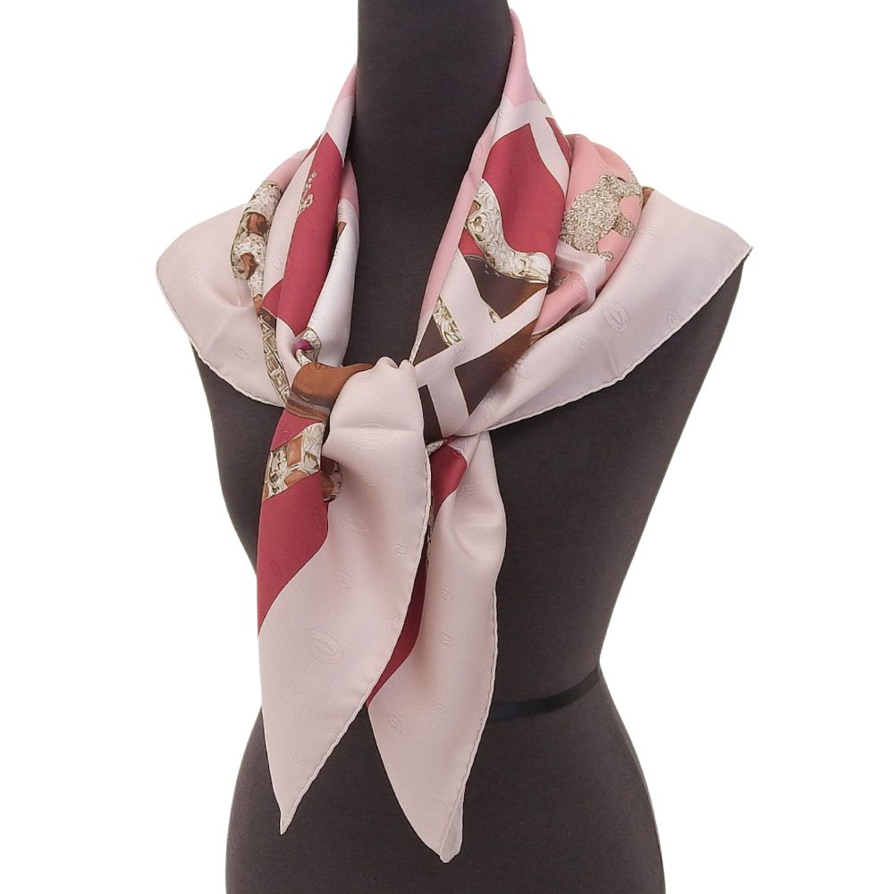 カルティエ CARTIER パンテール × ダイヤモンド ジュエリー シルク スカーフ