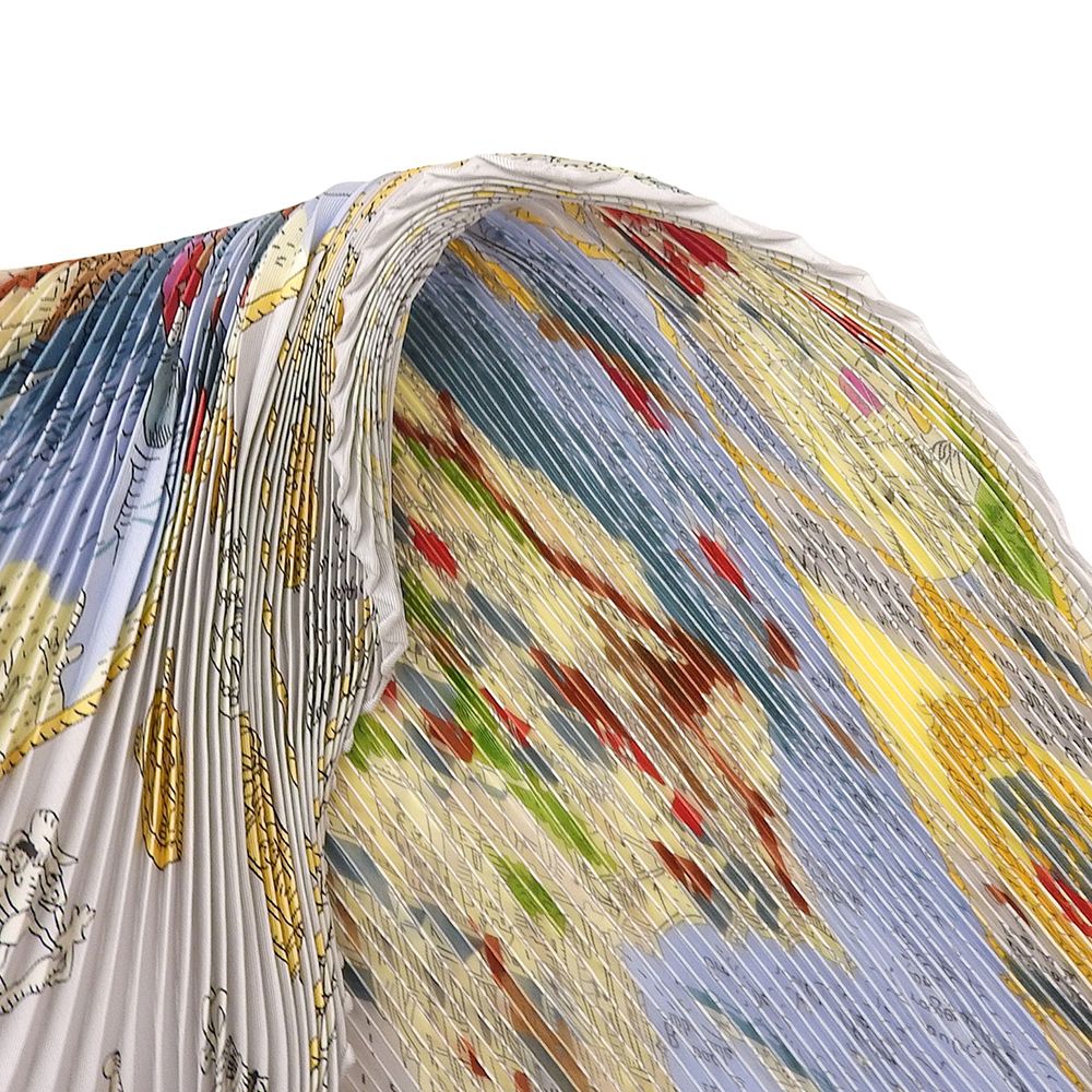  超 エルメス HERMES アイテム Mont Sainct Michel モンサンミッシェル プリーツ スカーフ バンダナ スカーフ 小物