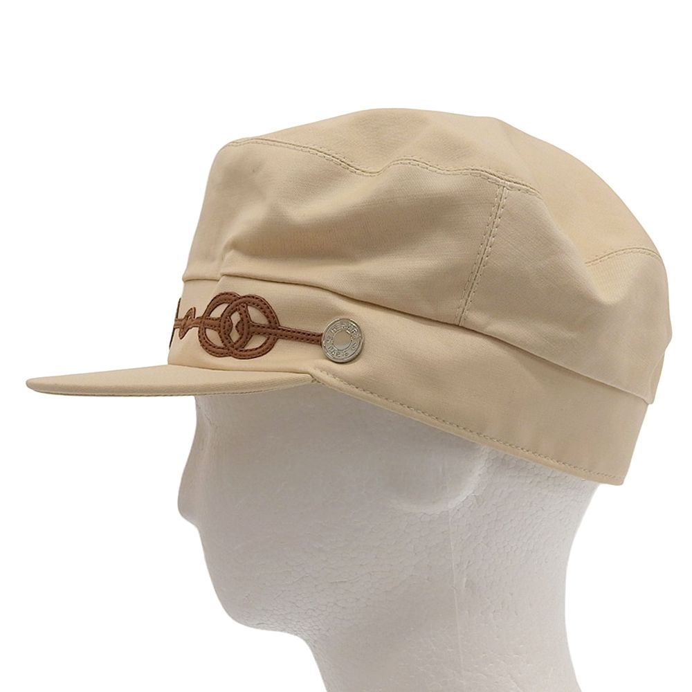 超 エルメス HERMES カブール クリケティス ホースビット レザー ヴィスコースコットン キャップ キャスケット 57 レディ