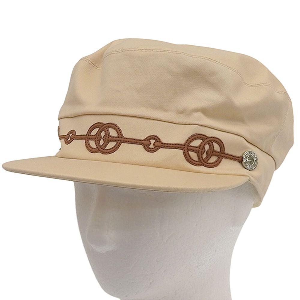 超 エルメス HERMES カブール クリケティス ホースビット レザー ヴィスコースコットン キャップ キャスケット 57 レディ