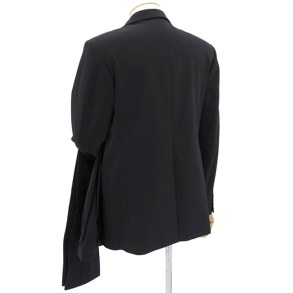 プラダ PRADA 黒タグ A8050 ポリエステル サテン テーラードジャケット スラックス セットアップ スーツ 48 黒 3B メンズ ビジネス 旅