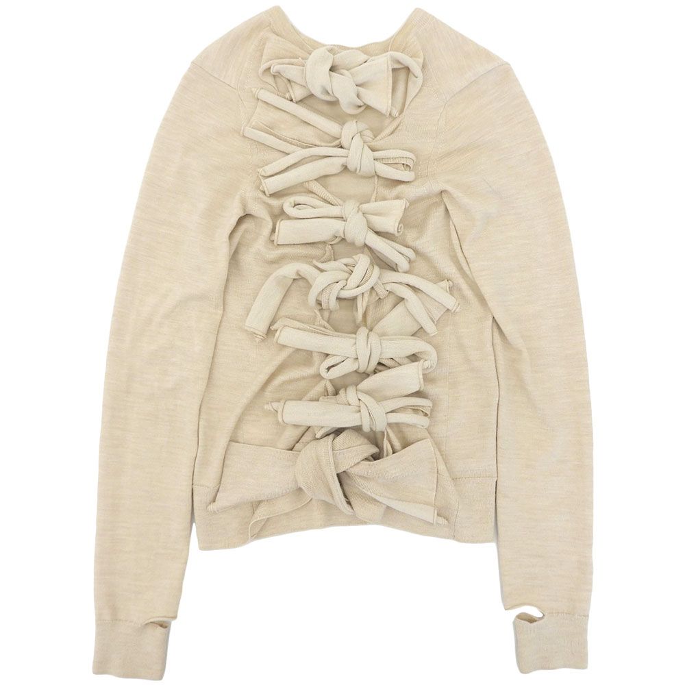 超 セリーヌ CELINE フィービー期 23BV5 シルク ウール アイコン バックレースアップ ニット カットソー XS モード 変形 レディース