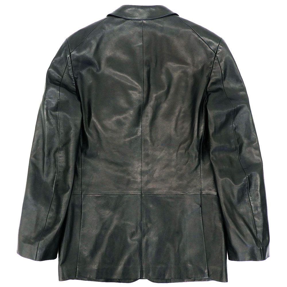 超 エルメネジルド ゼニア Ermenegildo Zegna zゼニア 現行タグ ラムレザー 2つボタン ジャケット 50 メンズ 黒