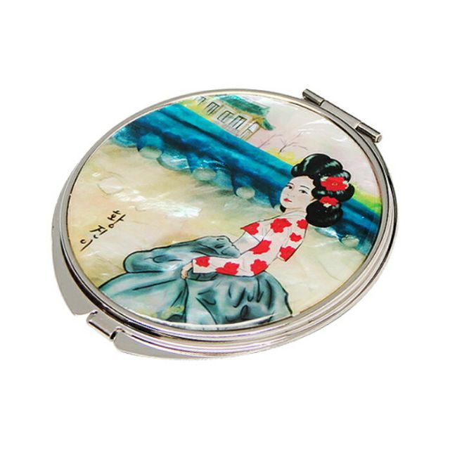 天然貝 コンパクトミラー（ファン・ジニ）シェル・螺鈿 韓国 ミラー 鏡