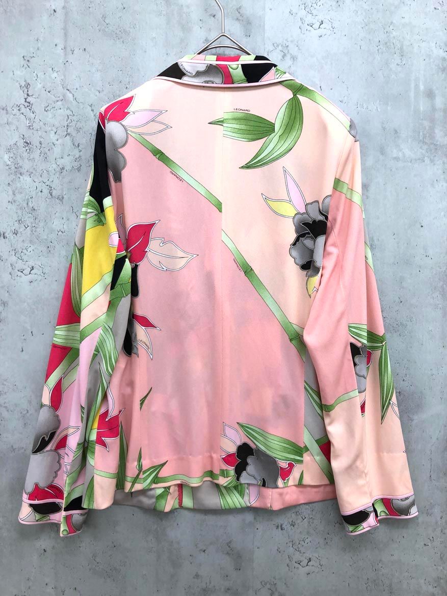 LEONARD レオナール 総柄 日本製 テーラード ジャケット sizeL/ピンク