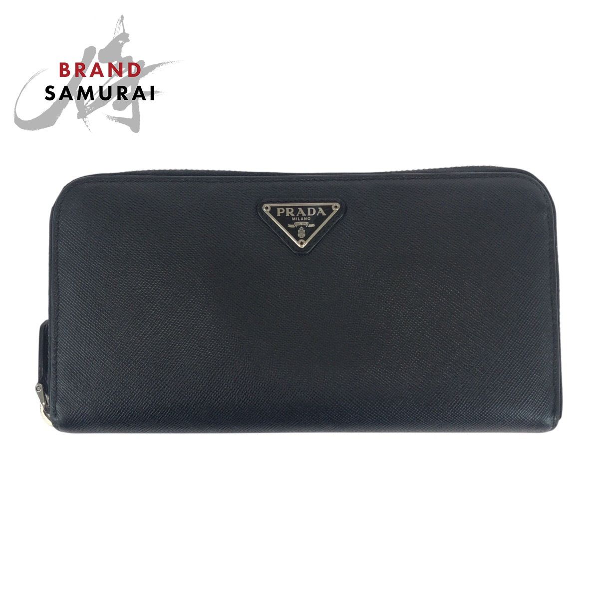 美品 PRADA プラダ サフィアーノ 三角ロゴプレート ブラック 黒