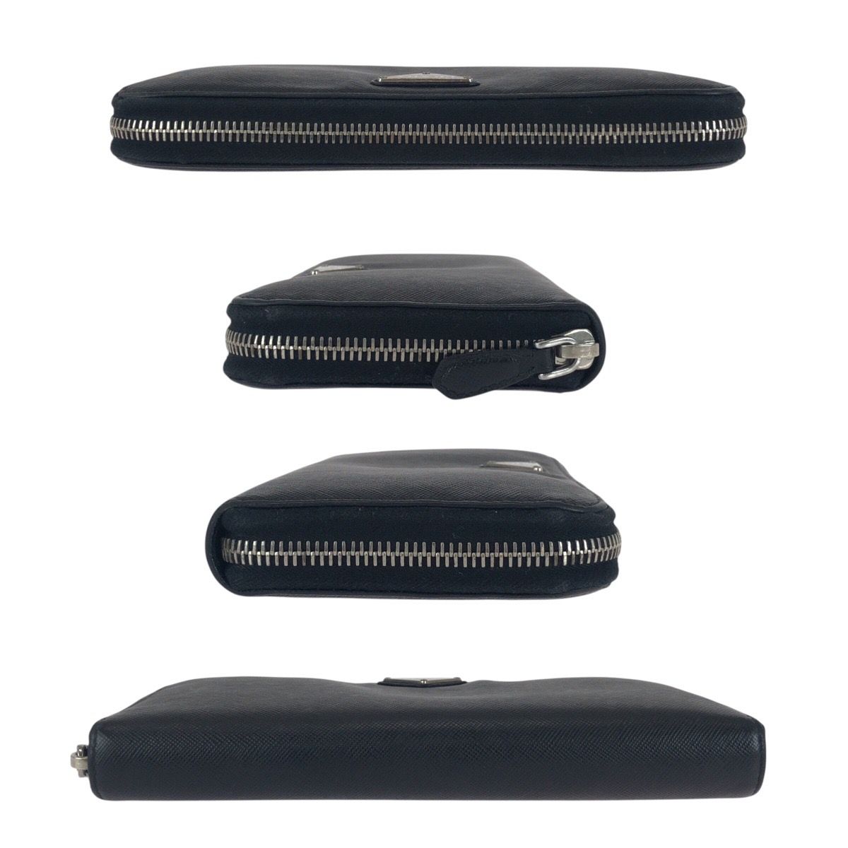 美品 PRADA プラダ サフィアーノ 三角ロゴプレート ブラック 黒