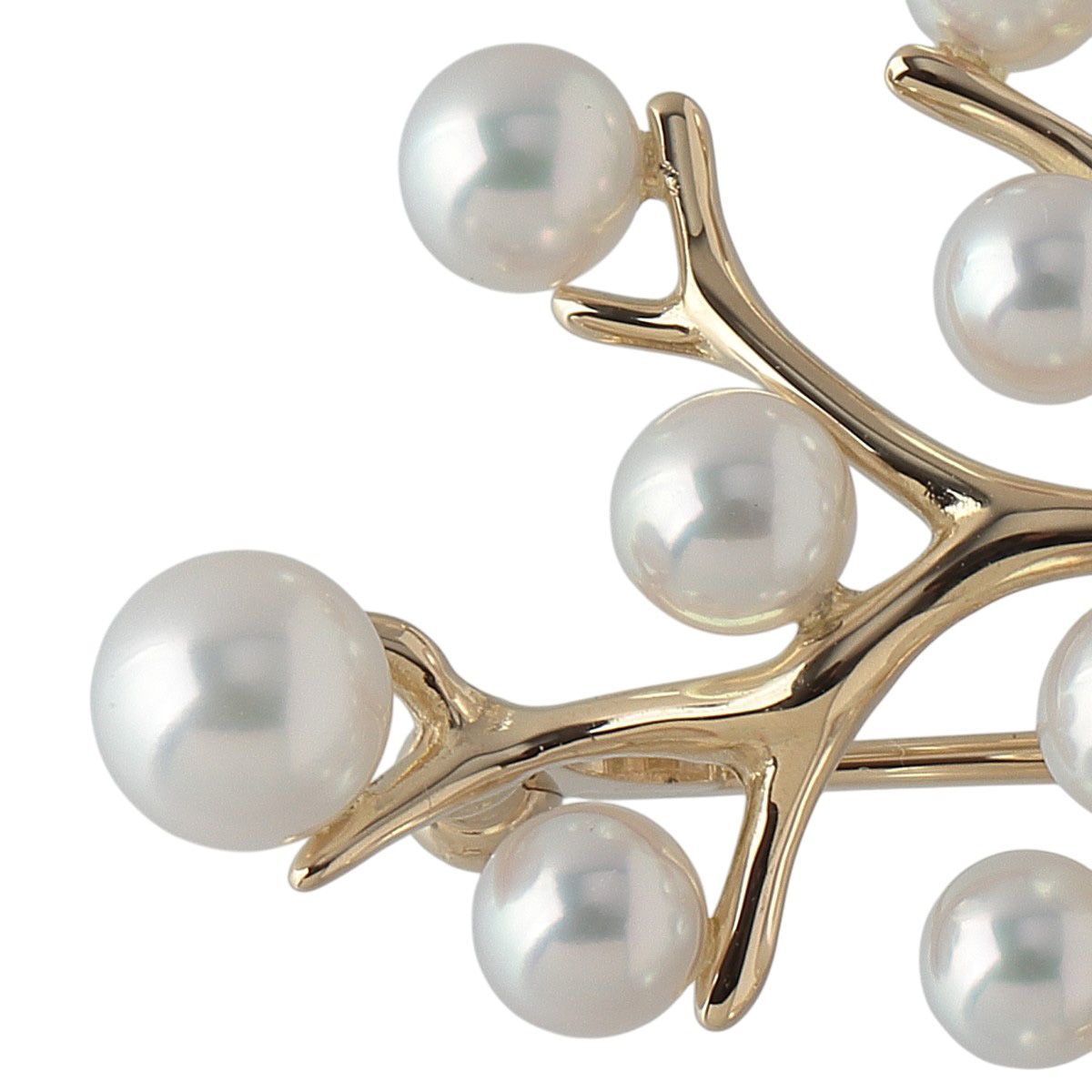 ミキモト パール ブローチ 幸福の木 スモール K 18 YG パール3.8 mm～5.2 mm PB-357 K型 仕上げ済 22037