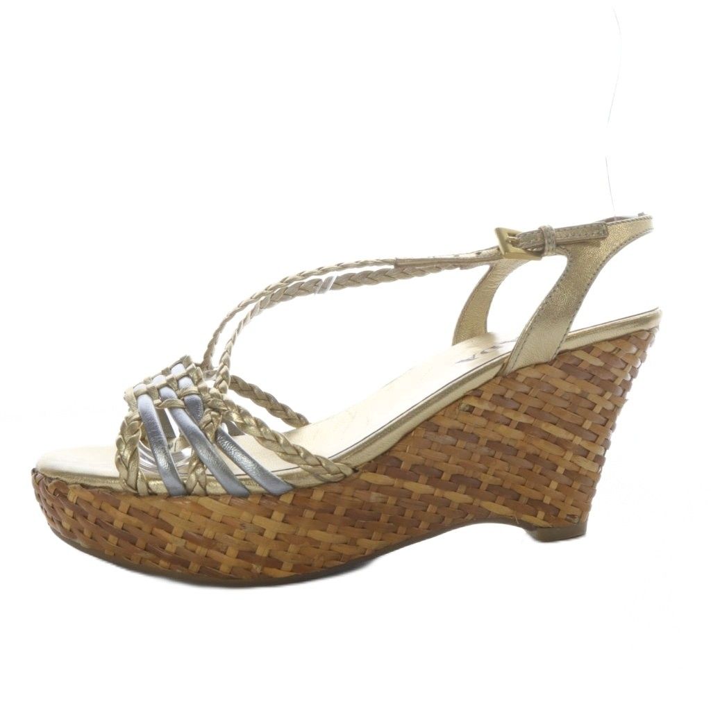 プラダ PRADA サンダル ウエッジソール 編み込み クロスストラップ