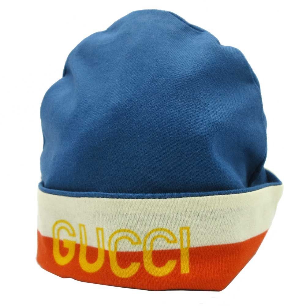 グッチ 帽子 Mサイズ アパレル GUCCI コットン ロゴ ベビーハット ビーニー帽 赤ちゃん 子供用 727887 メール便対応 ネコポス
