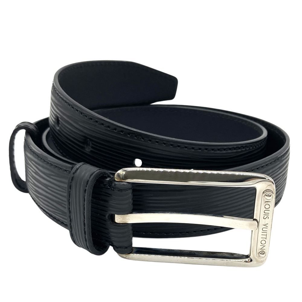 ルイヴィトン LOUIS VUITTON サンチュール フォース ベルト エピ 85 cm ブラック シルバー金具 CA 0068 ノワール メンズ