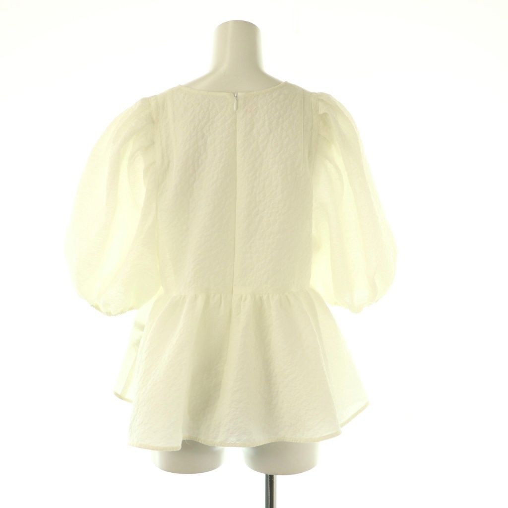 【タグ付】NOBLE シアーノイズジャガードブラウス　ホワイト 追加》【洗える】シアーノイズジャガードブラウス（シャツ