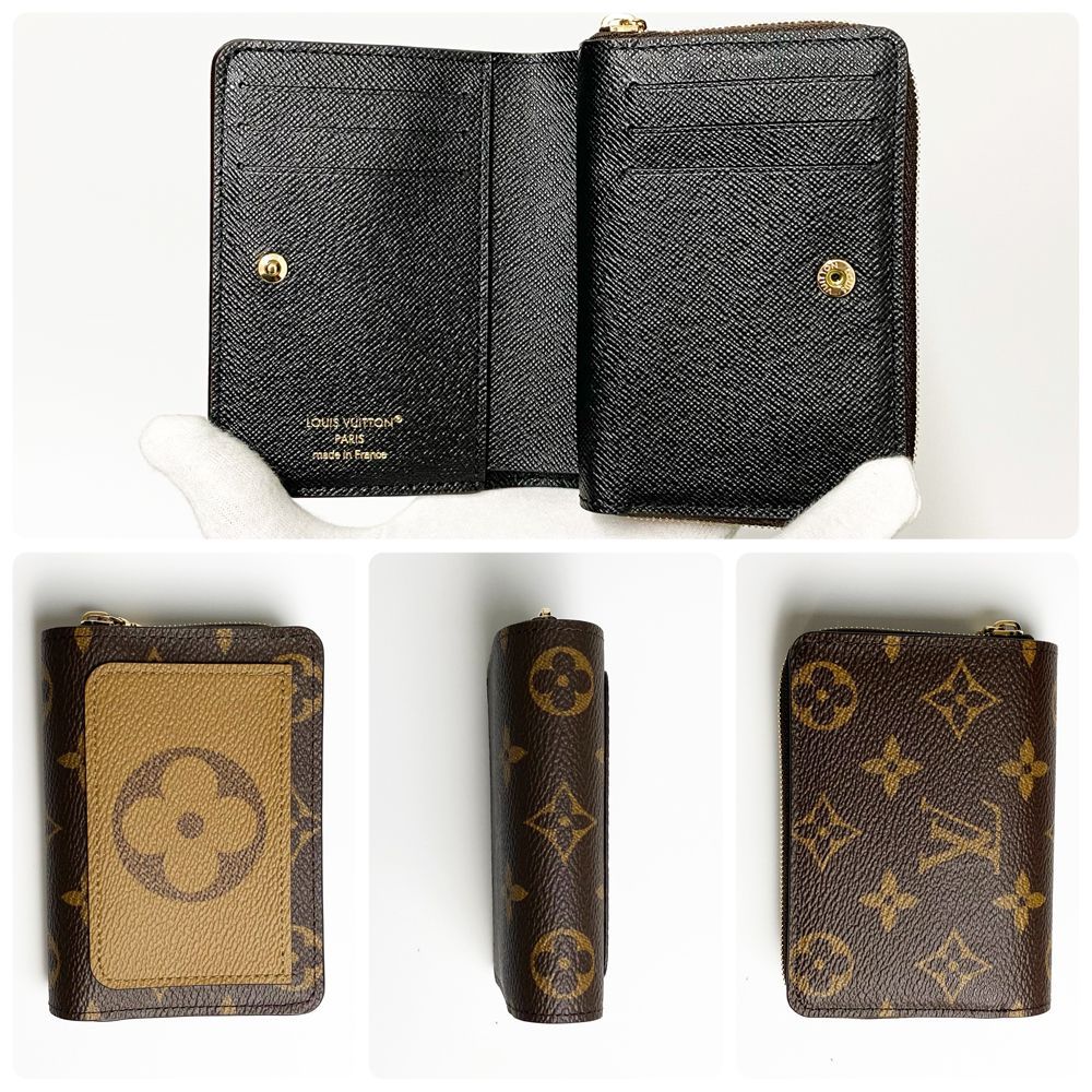  上 ルイヴィトン LOUIS VUITTON モノグラム リバース ポルトフォイユ ルー ICタグ RFID M 81461 み 二つ折り財布 折り財布