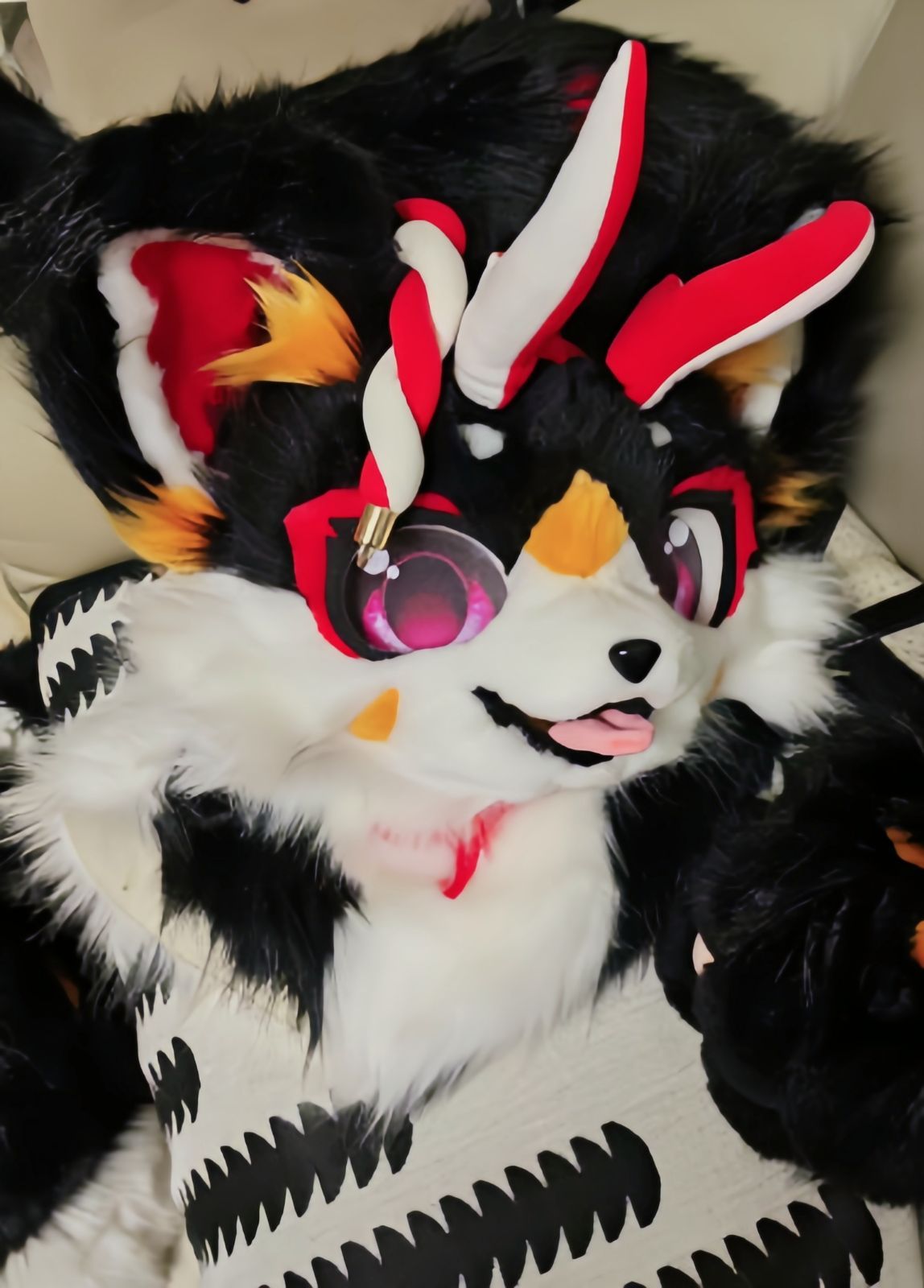 ファースーツ 着ぐるみセット NO.283 ドラゴン ブラック ケモノ 全頭ヘッド ぬいぐるみ コスプレ コスチューム