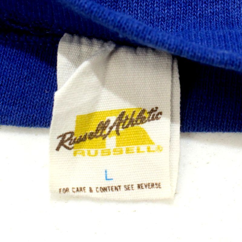 70s vintage RUSSELL 金タグ Vネック フットボールTシャツ メンズ