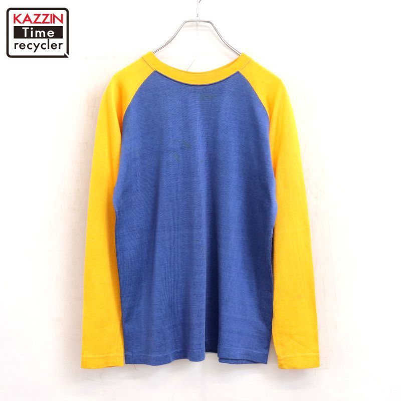 60s WILTON 無地 ツートン ラグラン レーヨン 長袖Tシャツ メンズ 表記Mサイズ