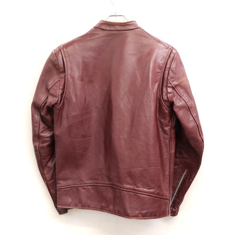 70s British cycle Leather カフェレーサー シングルライダースジャケット メンズ Mサイズ相当