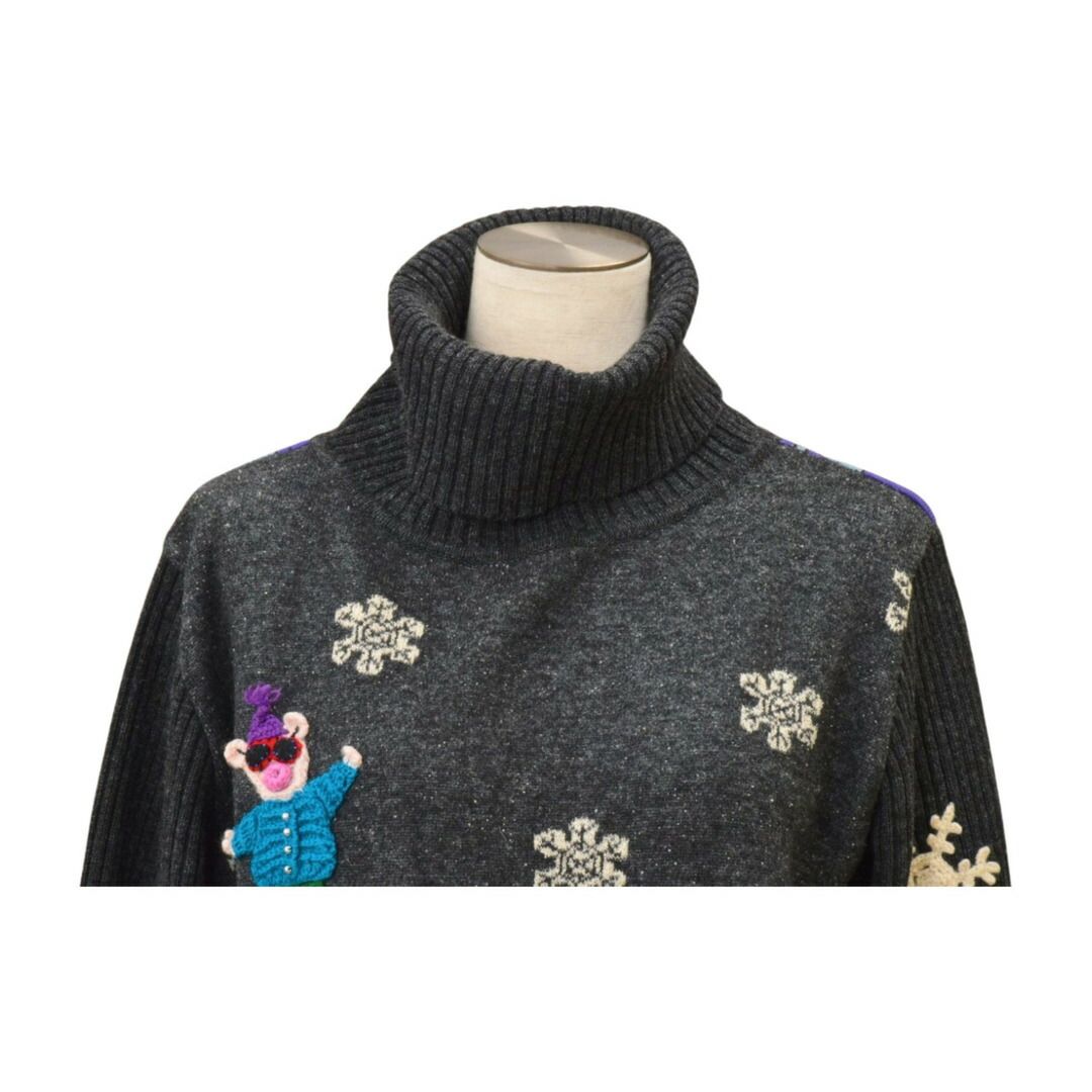 未使用　アルベロベロ　ブタさん　ハイネック　タートルネック　長袖　青　黄　グレー アルベロベロ ALBEROBELLO タートルネック セーター 長袖 ぶたさん 雪