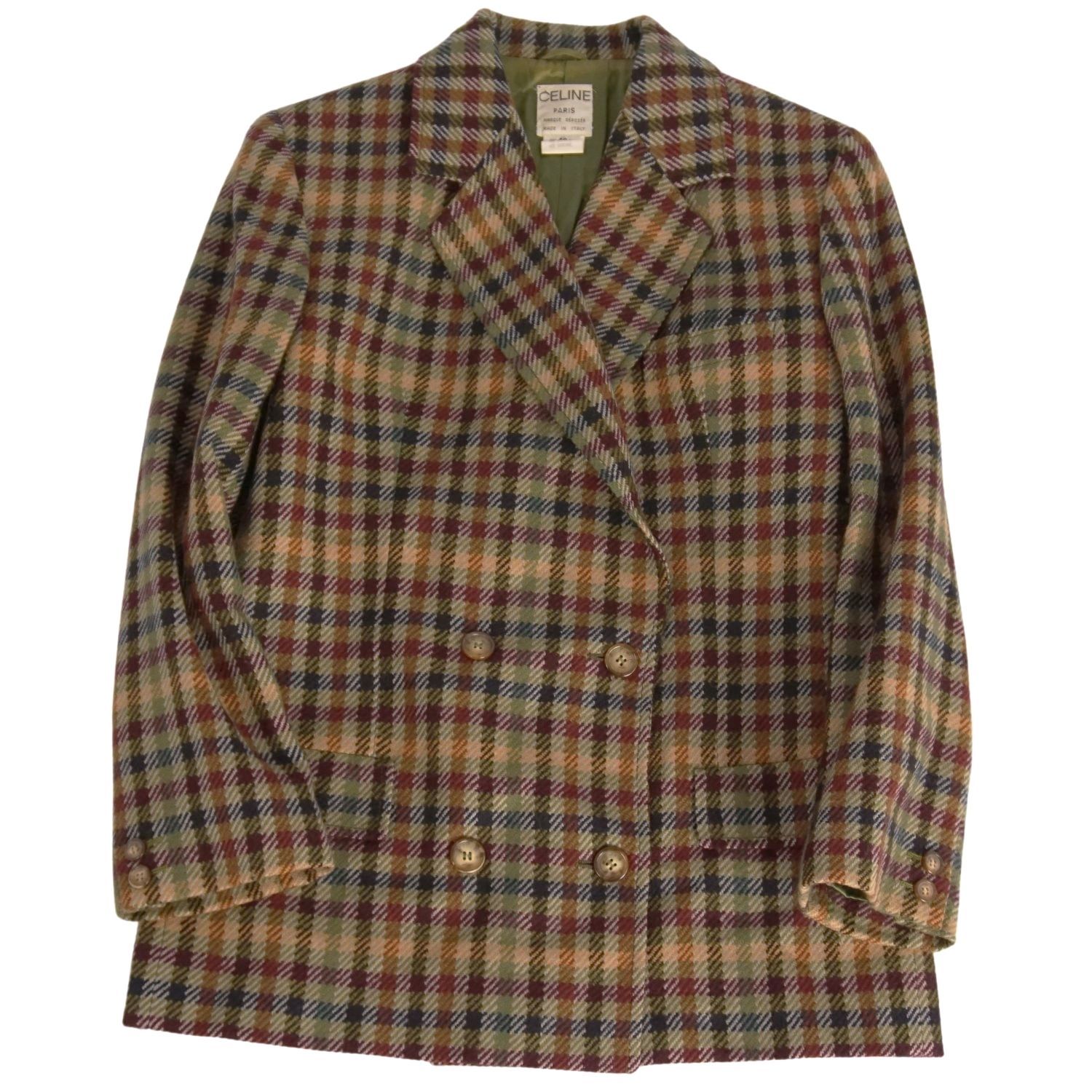 Vintage セリーヌ CELINE ジャケット ダブルブレスト ウール ツイ