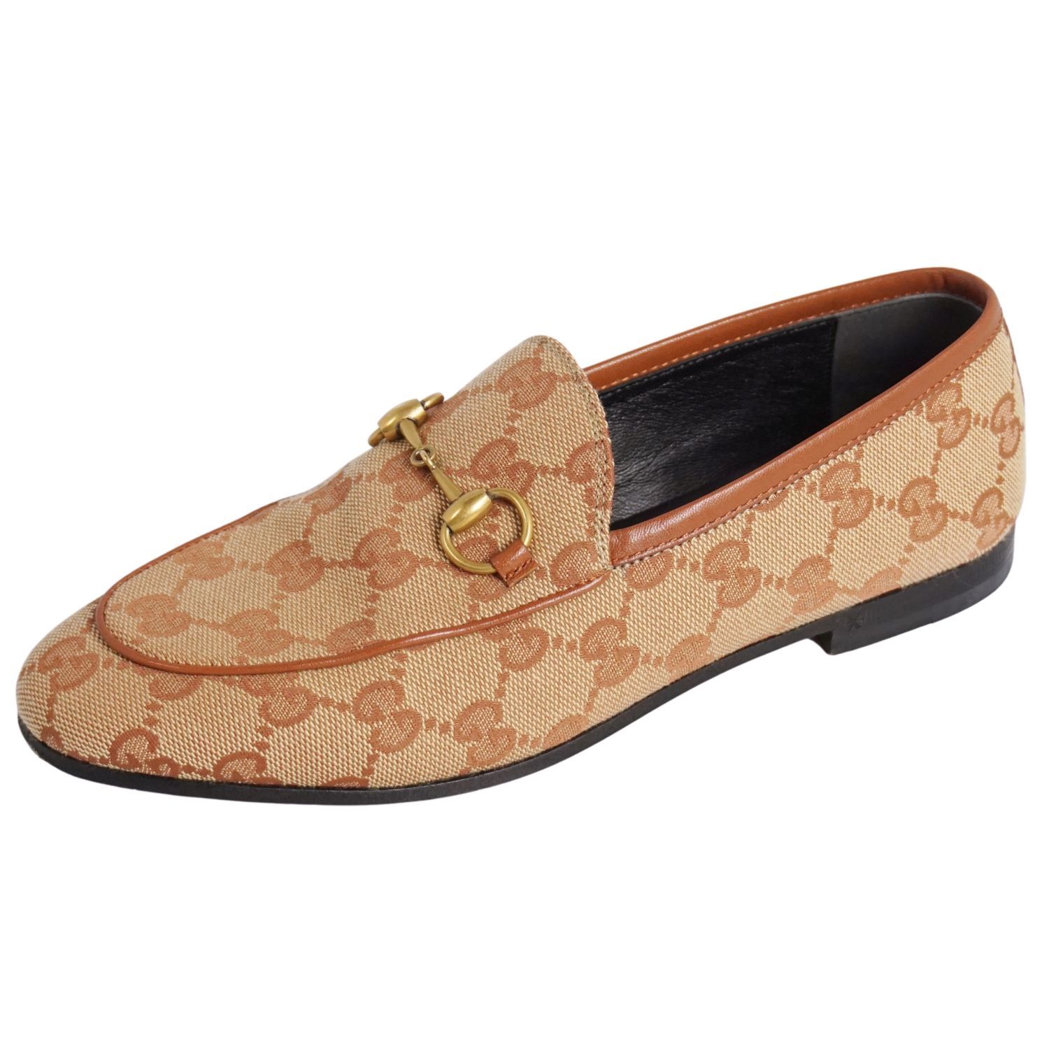 美品 グッチ GUCCI ローファー モカシン ホースビット GG柄 キャンバス