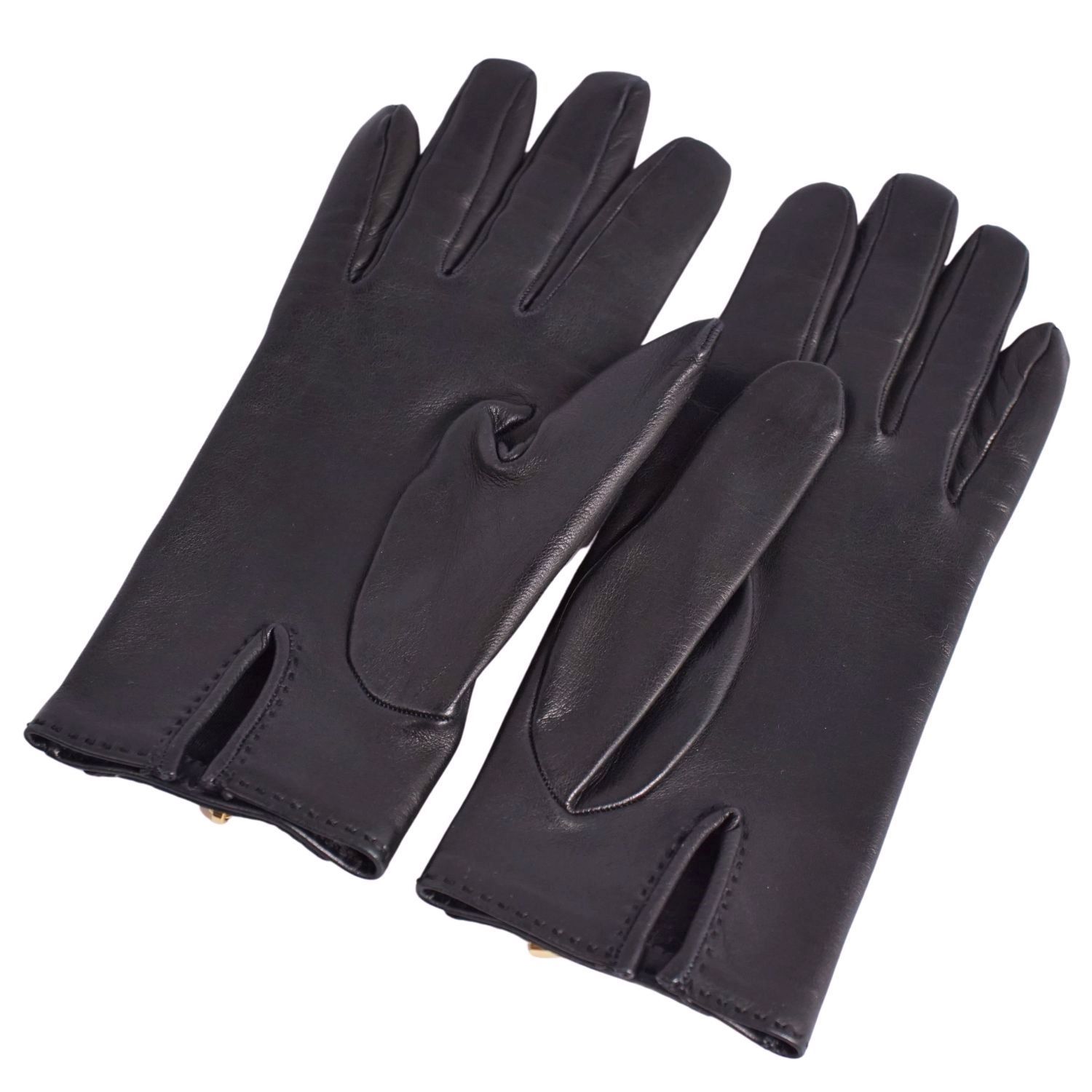 極美品 エルメス HERMES 手袋 グローブ ケリー金具 カデナ 南京錠 ラム