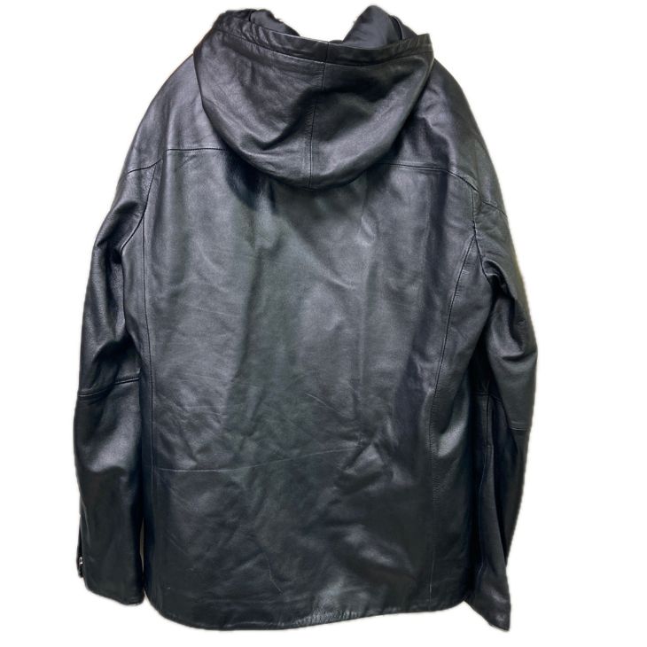 MORGAN HOMME モルガンオム シングル ライダース 羊革 革ジャン ブラック フード付き 6435f0ca