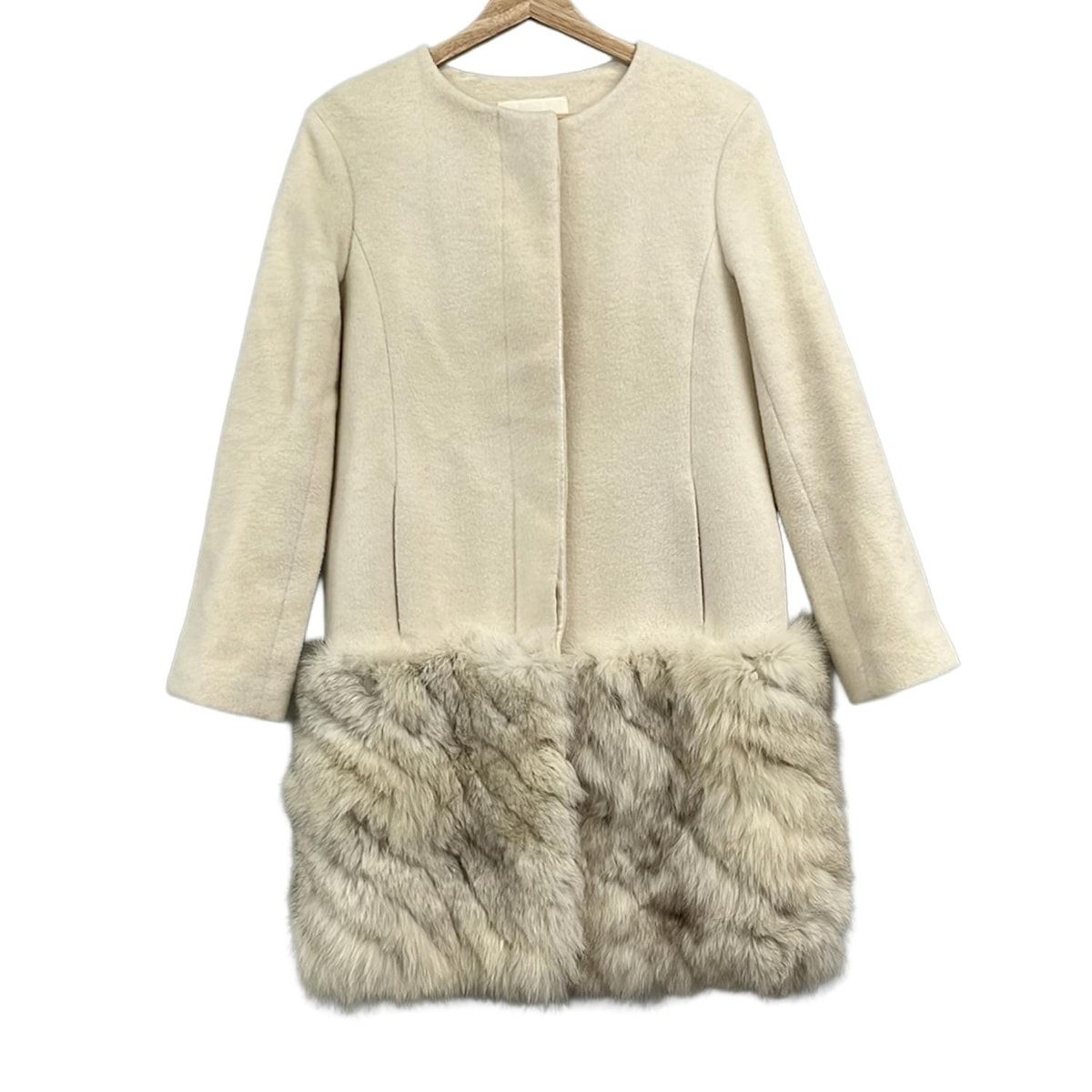 GRACE CONTINENTAL グレースコンチネンタル コート サイズ36 S レディース - アイボリー 長袖 フォックス 冬