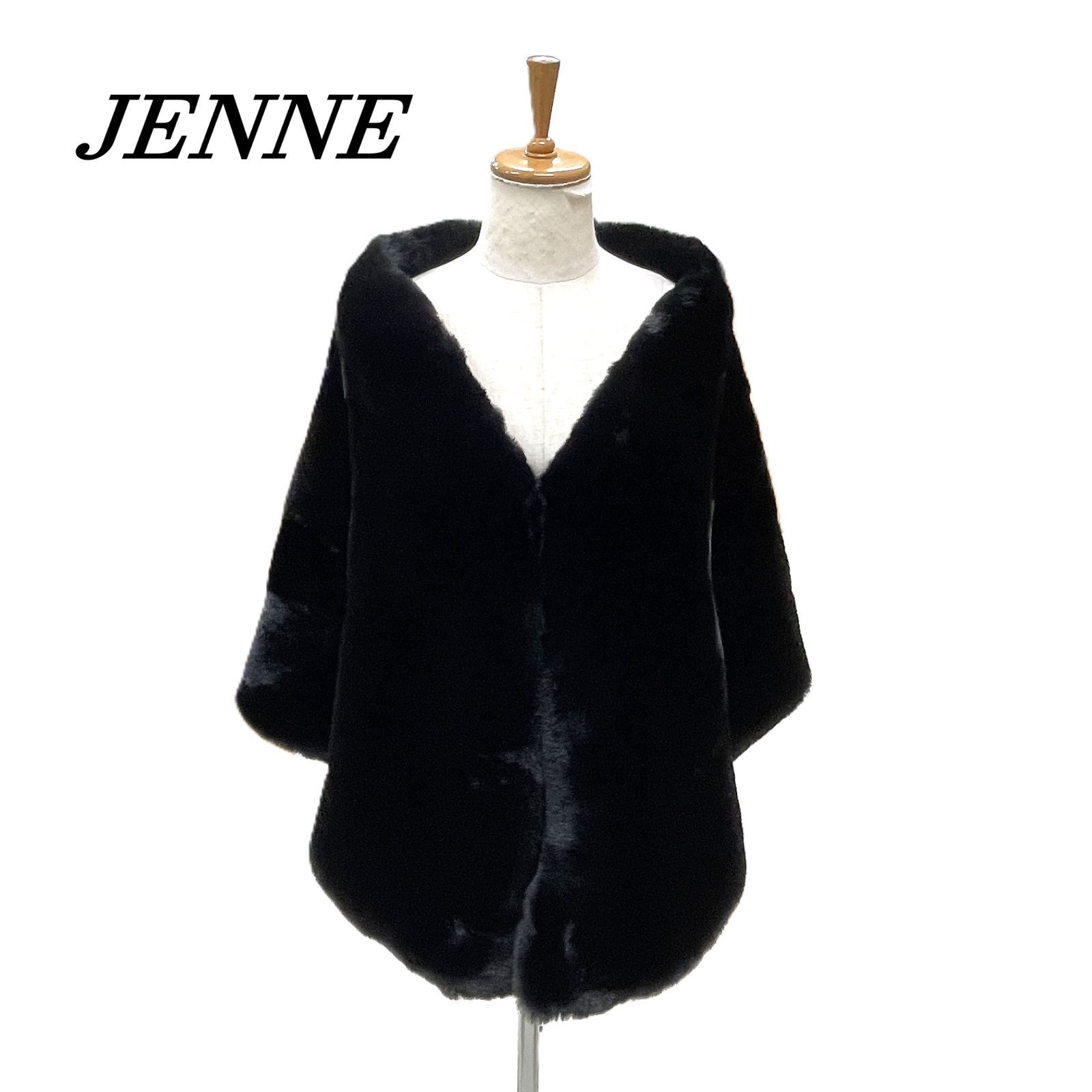 JENNE ジェンヌ リッチボリュームファーケープ F BLK 黒