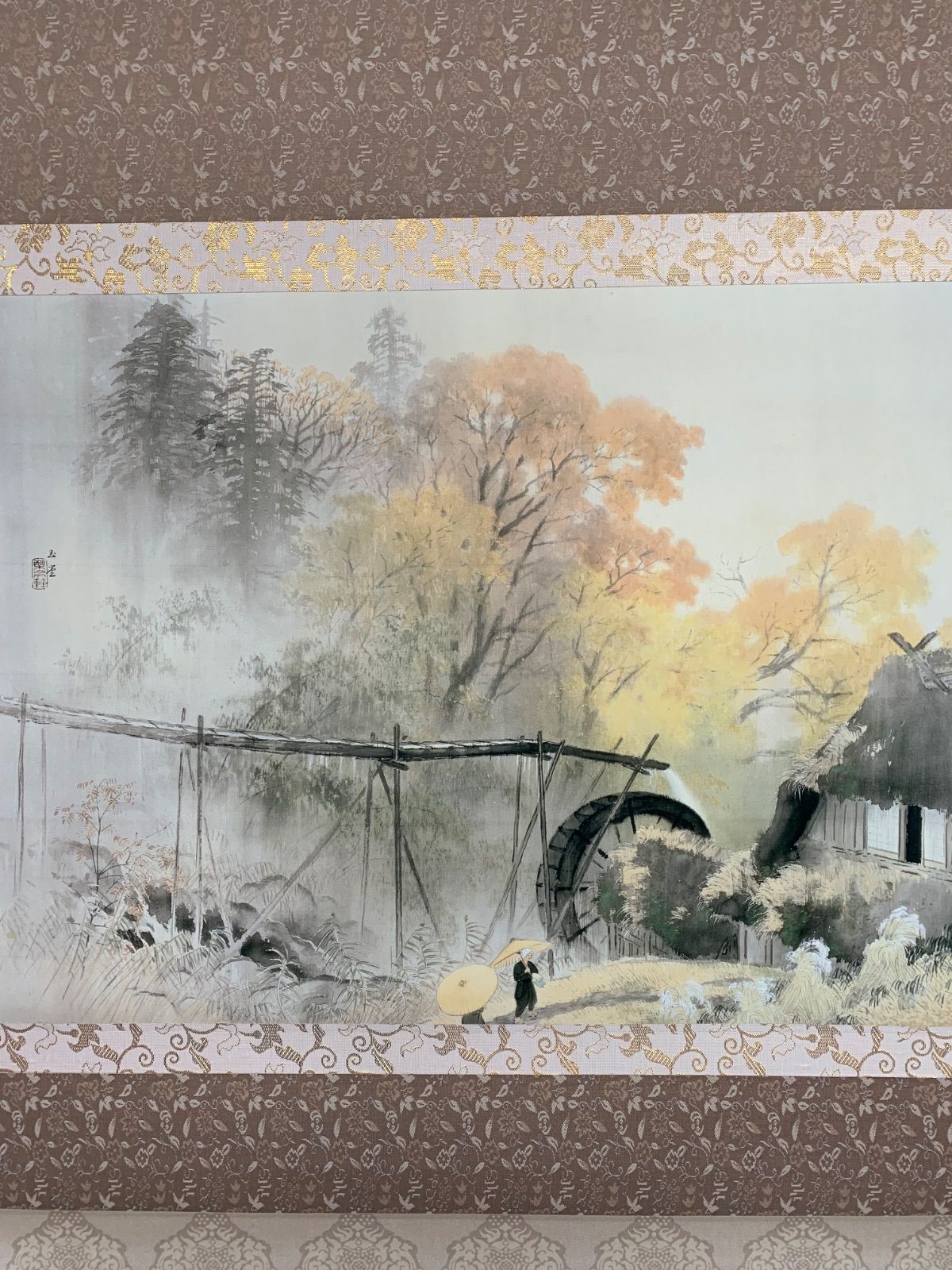 掛け軸】106 川合玉堂「彩雨」工芸 幸野楳嶺師事 愛知の人 #茶掛 #掛軸 #古