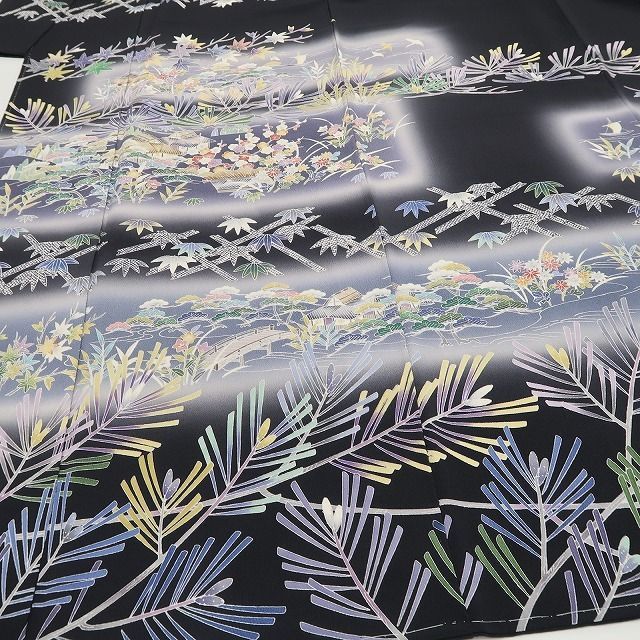 ❁tomihisa❁新品 手描き友禅 茶屋辻 落款 着物“花降る里に心澄ませば