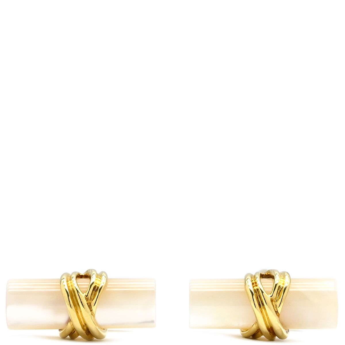 ティファニー Tiffany - Co カフス K18YG シェル イエローゴールド×ホワイト T-Co. Au750 18K カフリンクス カフスボタン ホワイト シェル シグネチャー