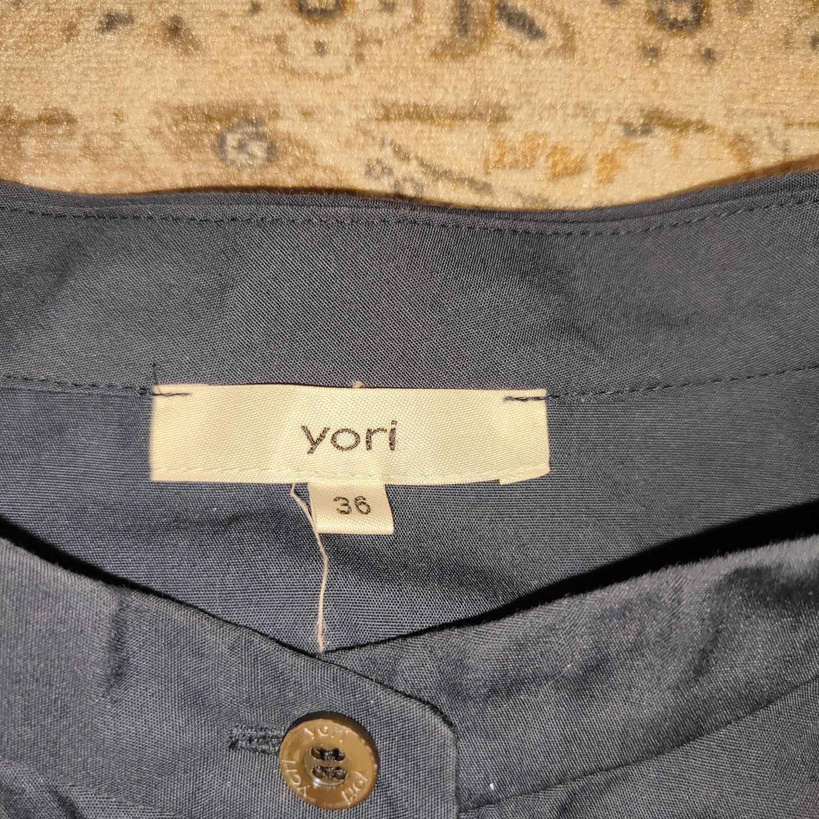 YORI ヨリ スカラップスリーブ ブラウス 36 ネイビー NAVY