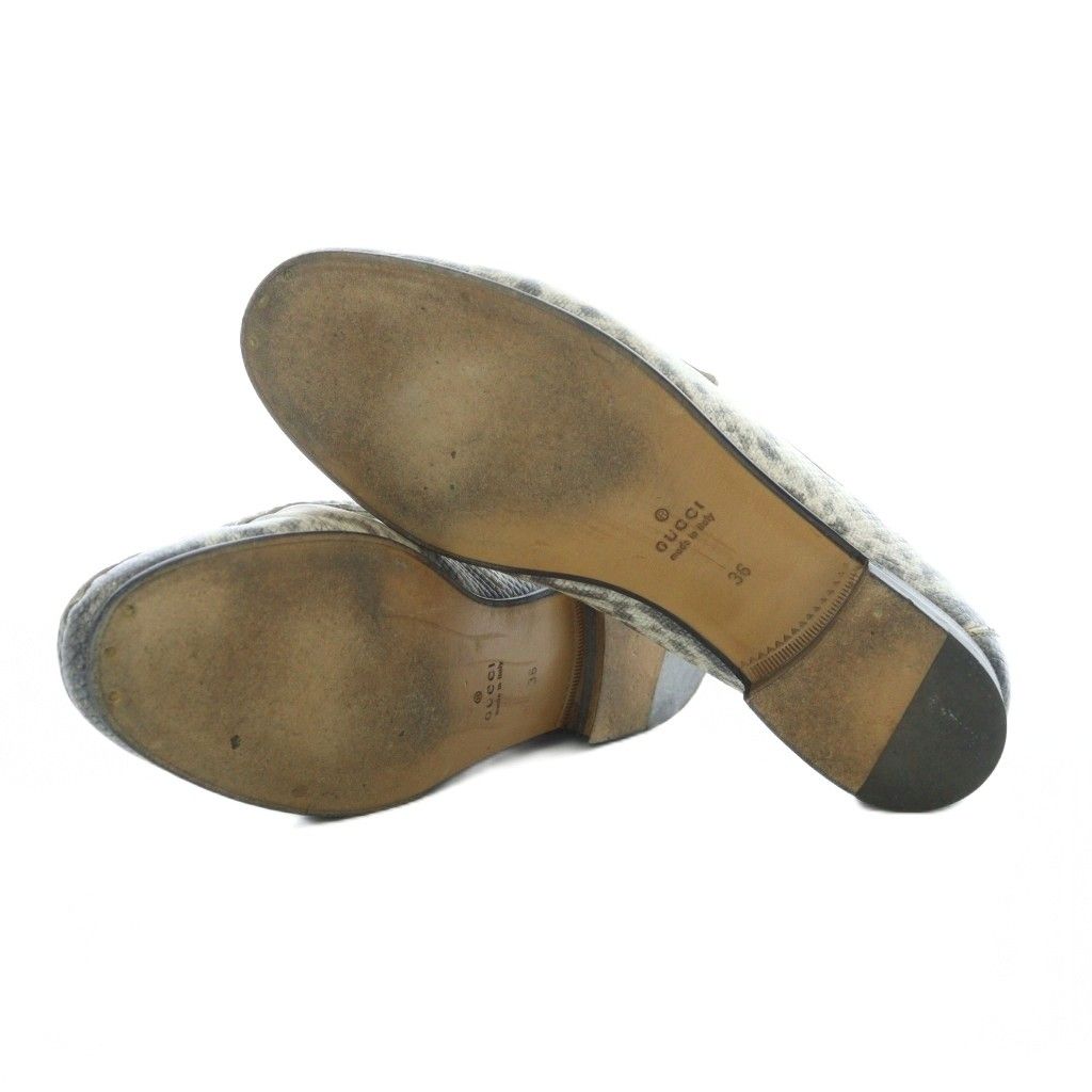 グッチ GUCCI ローファー ホースビット パイソン柄 36 23cm 白