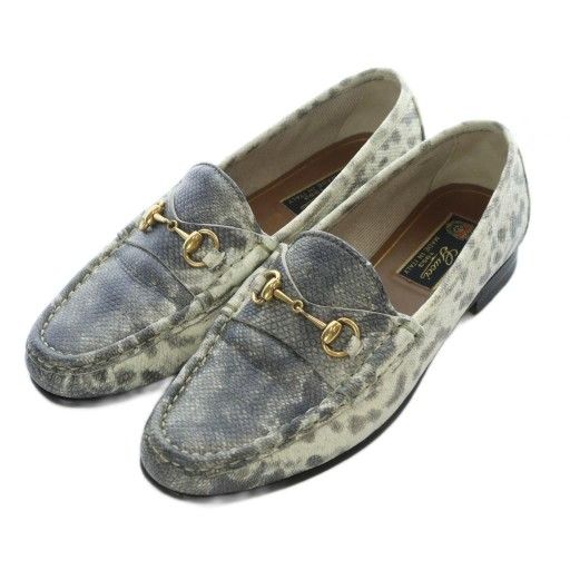 グッチ GUCCI ローファー ホースビット パイソン柄 36 23cm 白