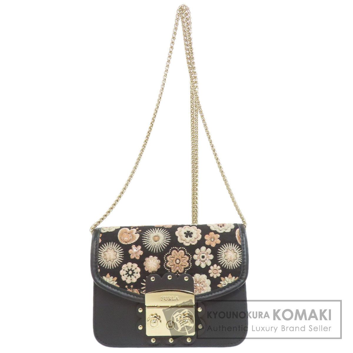 Furla フルラ フラワーモチーフ チェーンショルダー ショルダーバッグ 