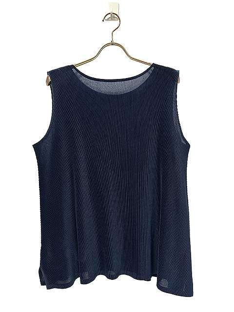PLEATS PLEASE ISSEY MIYAKE プリーズプリーツイッセイミヤケ ネイビー 11号 Lサイズ ノースリーブ＿S 13＿＿セルモアから ＿s 0420 r 13