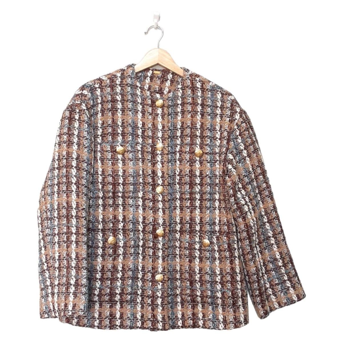 Mila Owen ミラオーウェン コート サイズ0 XS レディース - ベージュ×ダークブラウン×マルチ 長袖 ツイード ショート丈 秋 冬