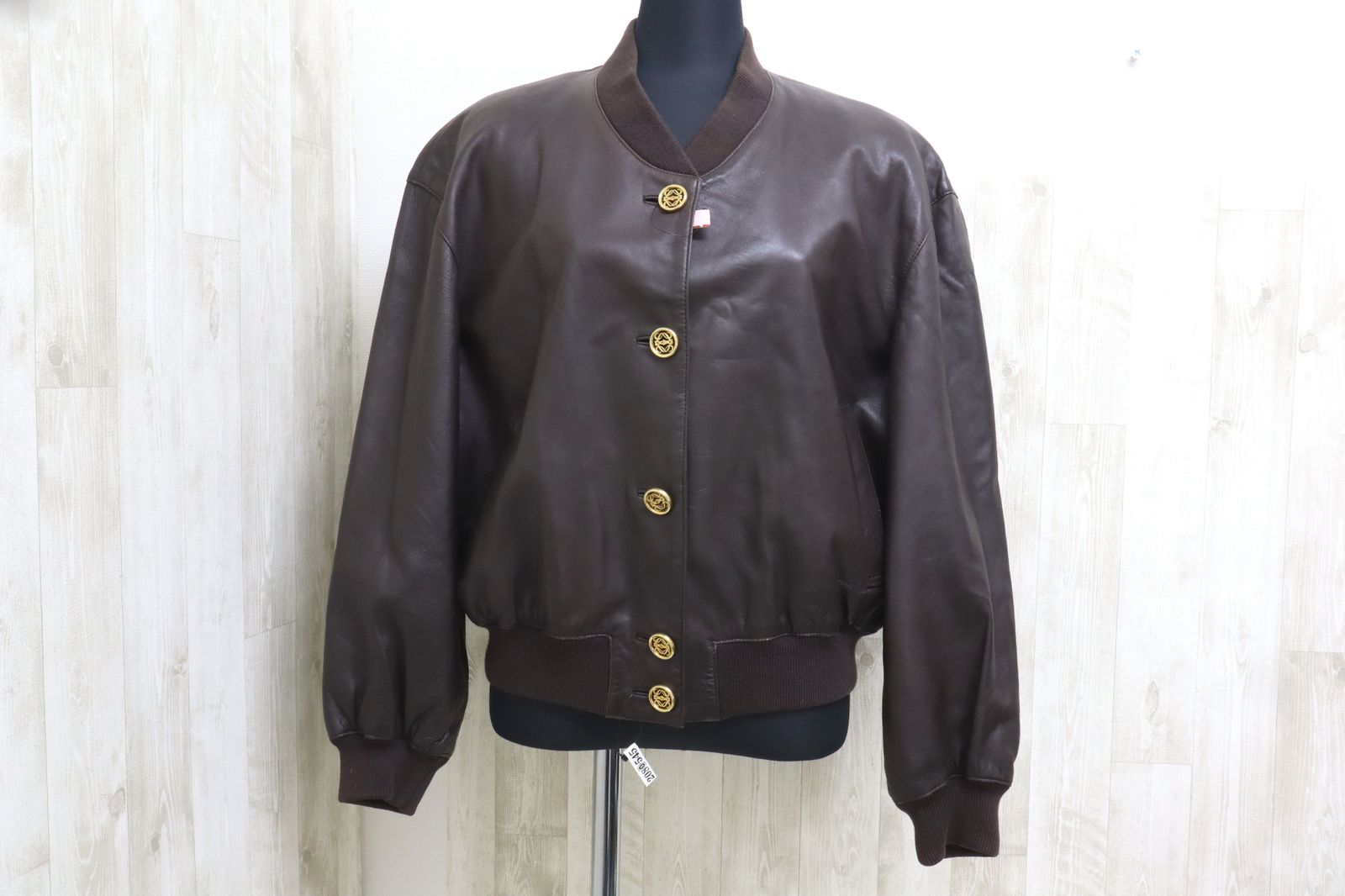 LOEWE ロエベ アナグラムボタン レザーブルゾン 40 4373 ブラウン ヴィンテージ