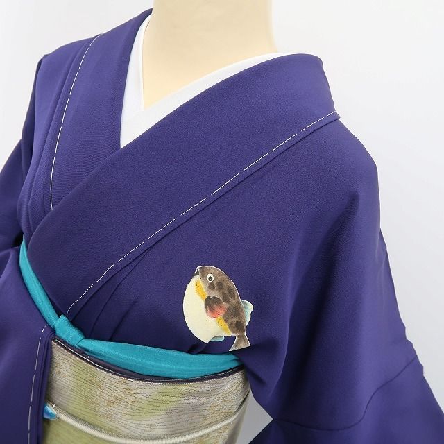新品 単衣 やまと誂製 千鳥 着物 正絹 仕付け糸付 トールサイズ お召4097 ❁tomihisa❁新品 フグ 着物 正絹“愛らしくも大人びて…笑顔を灯す幸せ