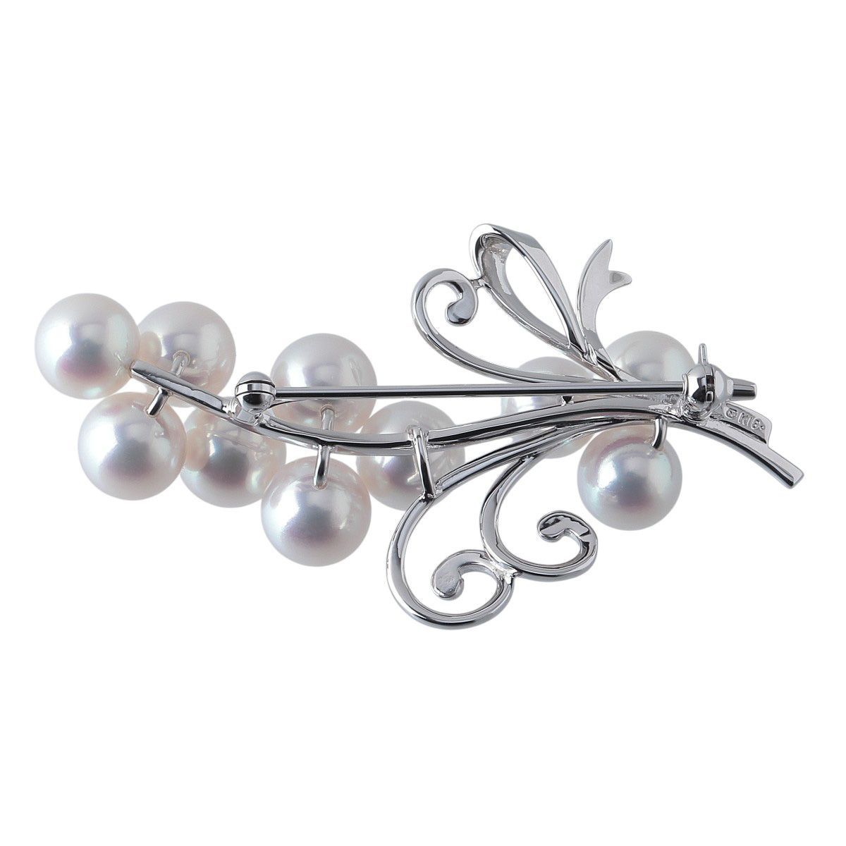 【未使用品】MIKIMOTO ミキモト アコヤ真珠　パール　ブローチ　シルバー ミキモト パール ブローチ 大珠 アコヤパール7.8mm～8.4mm K18WG 新品