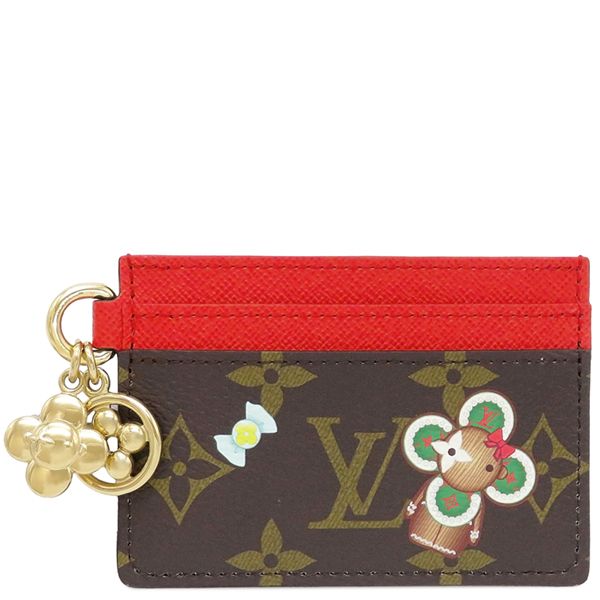 ルイヴィトン LOUIS VUITTON カードケース ポルト カルト LV チャーム モノグラムキャンバス モノグラム×キャンディレッド ゴールド金具 赤 カード入れ パスケース ヴィヴィエンヌ M12215 RFID 箱