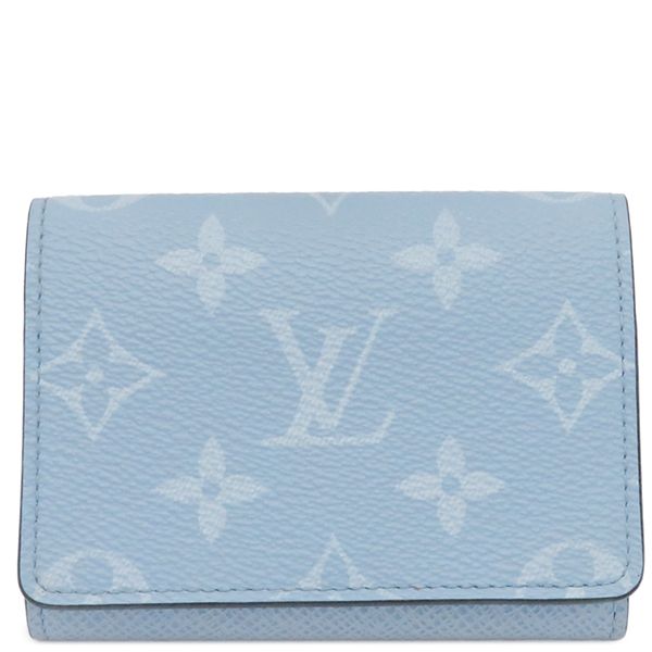 ルイヴィトン LOUIS VUITTON カードケース アンヴェロップ カルト ドゥ ヴィジット レザー タイガラマ スカイブルー シルバー金具 水色 名刺入れ 定期入れ M14118 RFID 箱