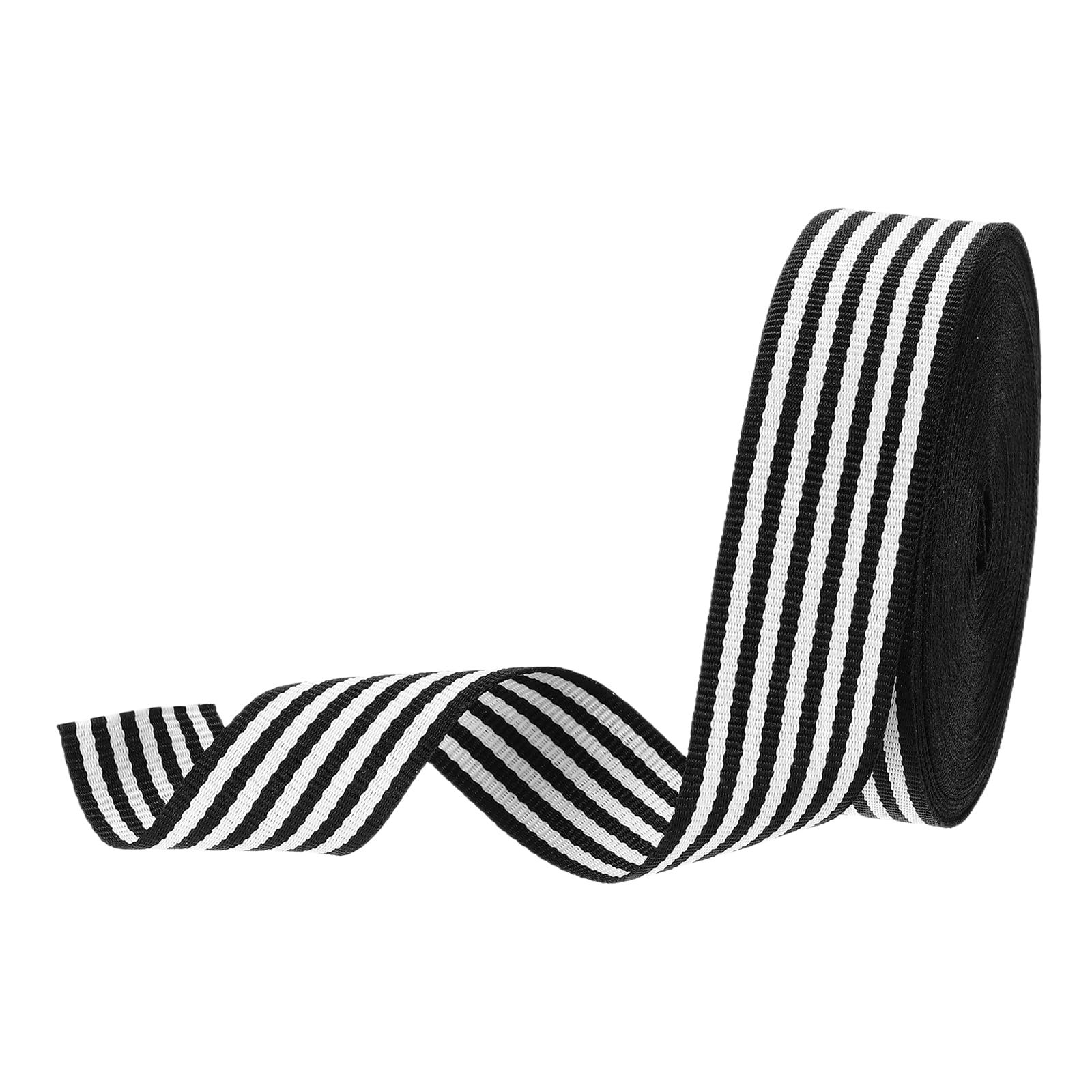 新品 PATIKIL 1 黒アンドホワイトストライプグログランリボン 10ヤードポリエステルフ ァブリックストライプクラフトリボンダブルフェイスデザインボウギフトラッピングDIYメイキングクリス