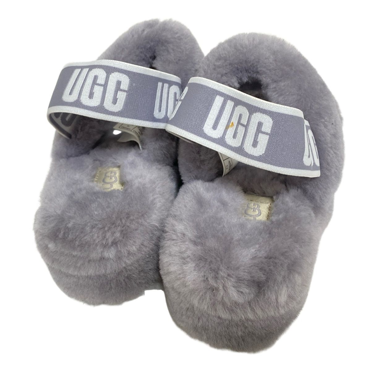  UGG アグ サンダル 22 レディース オーイヤー 1107953 ライトグレー×白 ファー サンダル サンダル ミュール