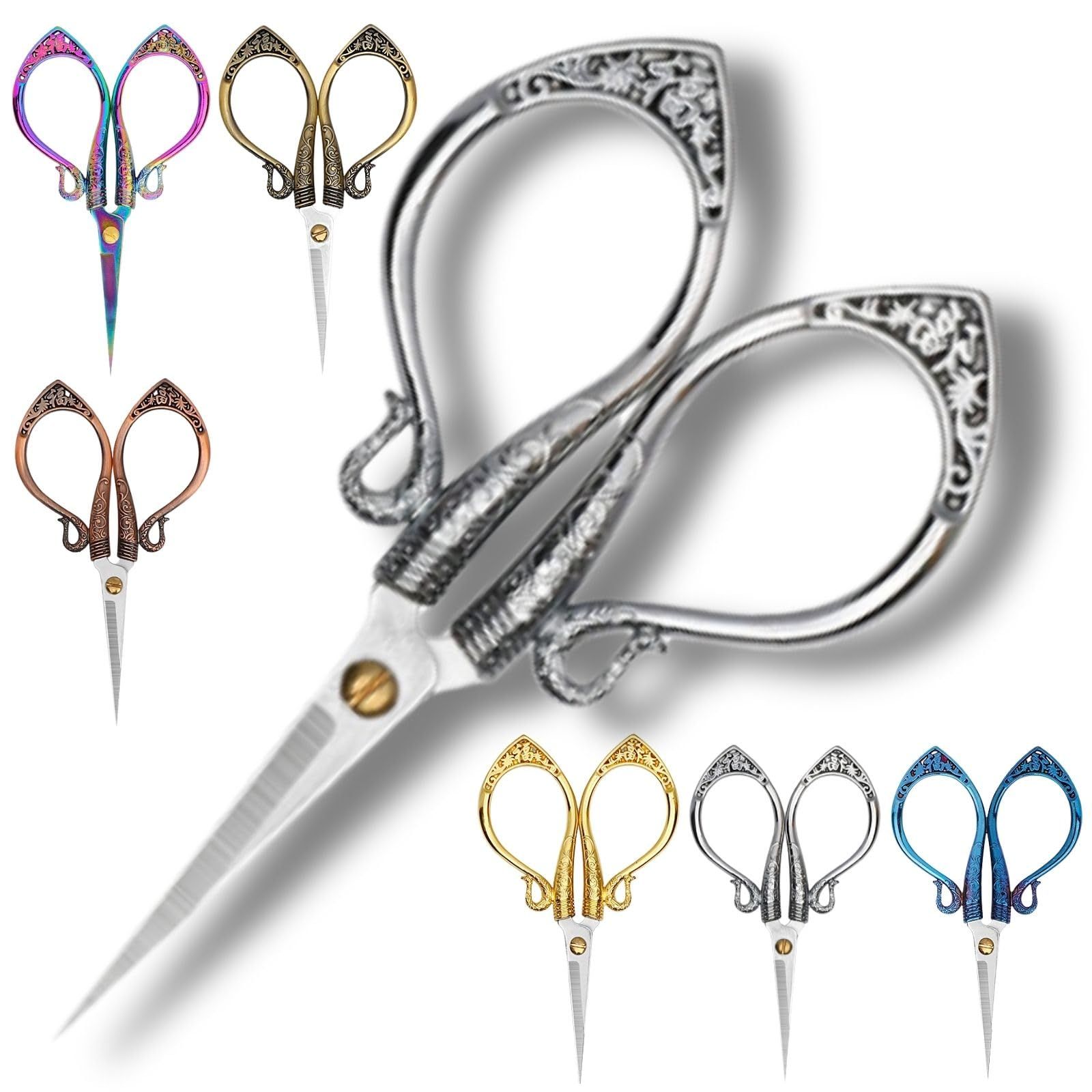 Leap Raupe 糸切りバサミ よく切れる いときりはさみ 刺繍 はさみ ハサミ カバー付き アンティーク 龍 銀 シルバー