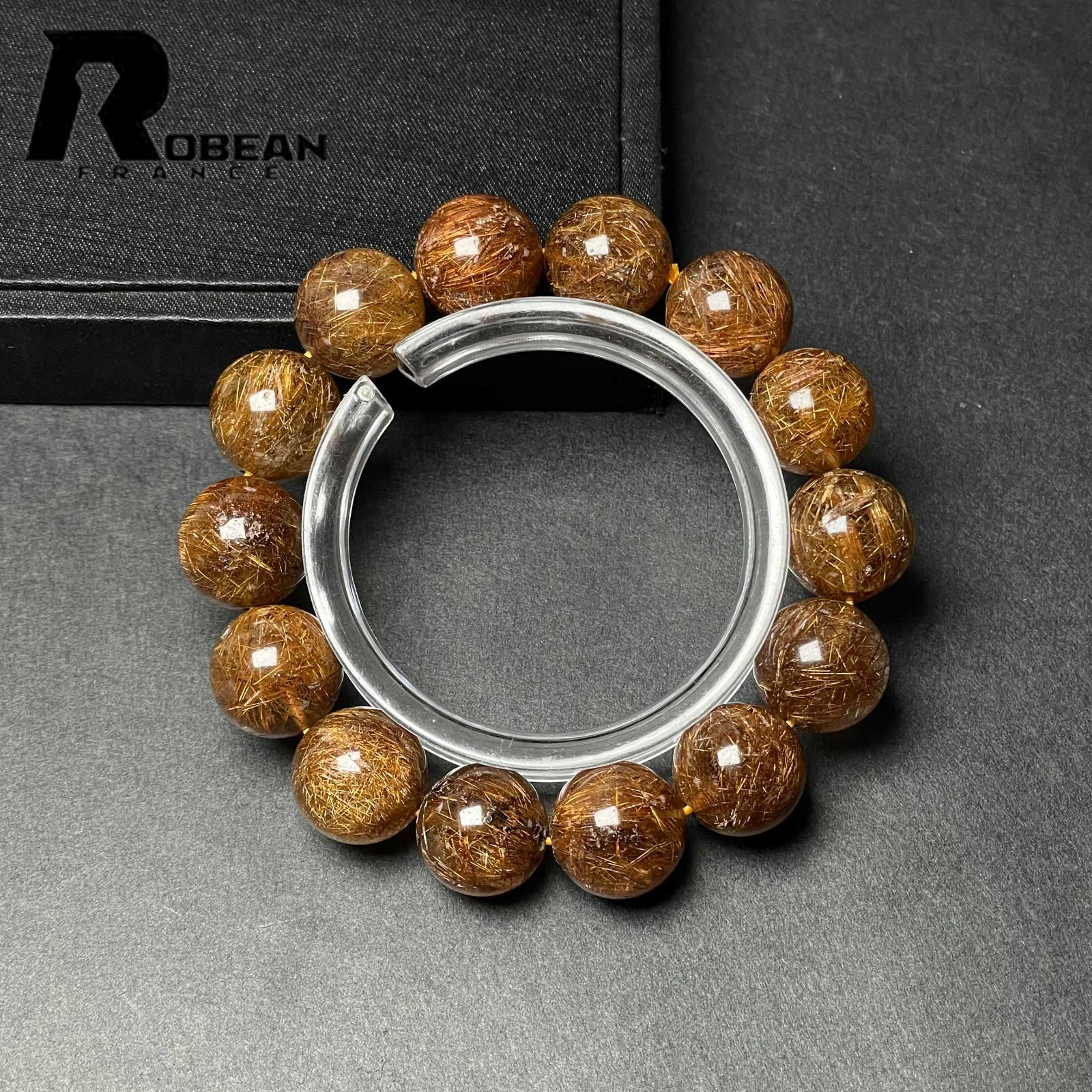EU製 定価20万円 ROBEAN 銅髪ルチルクォーツ ブレスレット パワーストーン 天然石 金運 お守り プレゼント 15-15.8 mm